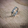 Contemporary sterling silver ring with oxidize texture