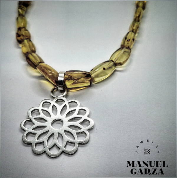 Amber and sterling silver necklace - Imagen 3